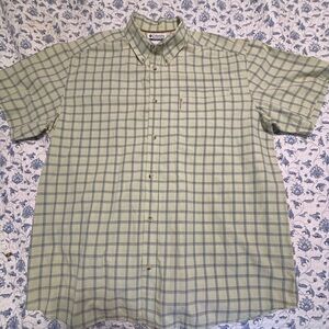 Columbia Men's Casual Green Checkered 100% cotton short sleeve Shirt. Size 2X